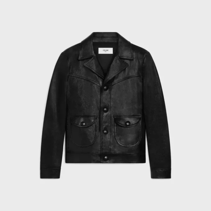 Recht gesneden blousonjasje van gewaxt lamsleer