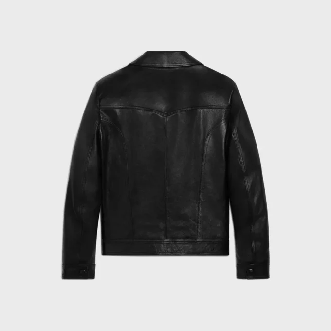 Recht gesneden blousonjasje van gewaxt lamsleer