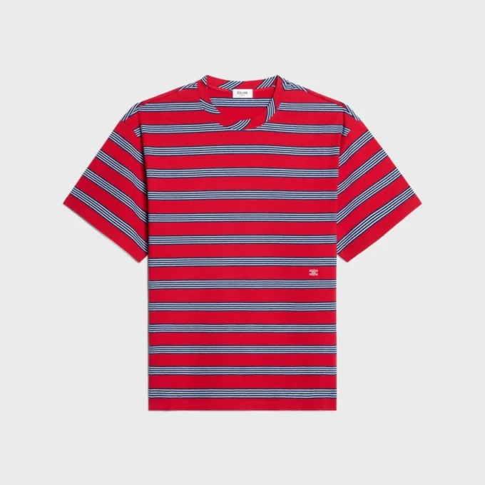 Regular T-shirt van gestreept katoen jersey