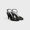 Sandalen met kooihak in satijn