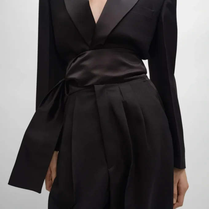 Smokingbroek van wollen gabardine