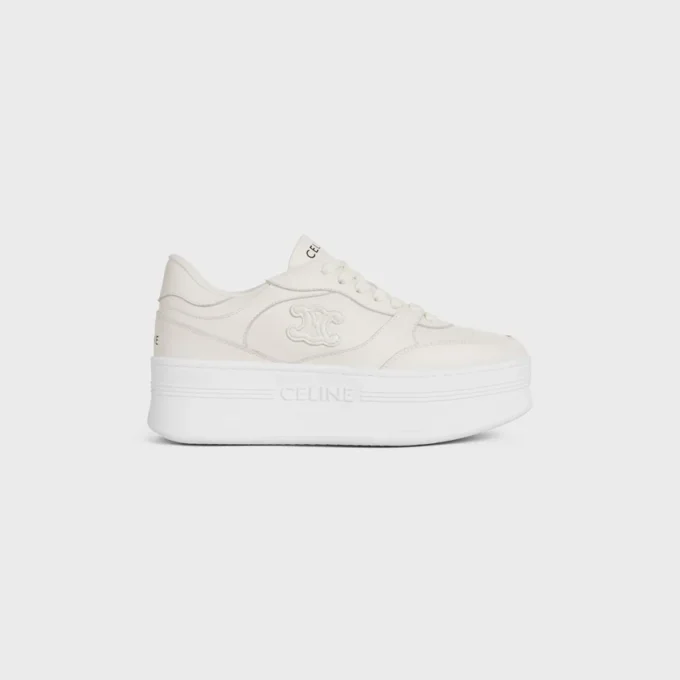 Sneaker met blokhak van kalfsleer