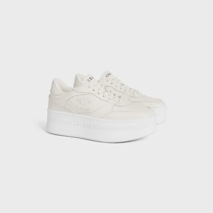 Sneaker met blokhak van kalfsleer