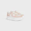 Sneaker met blokhak van kalfsleer en suède kalfsleer