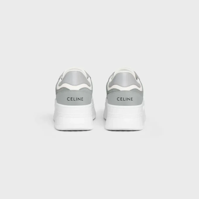 Sneaker met blokhak van kalfsleer en suède kalfsleer