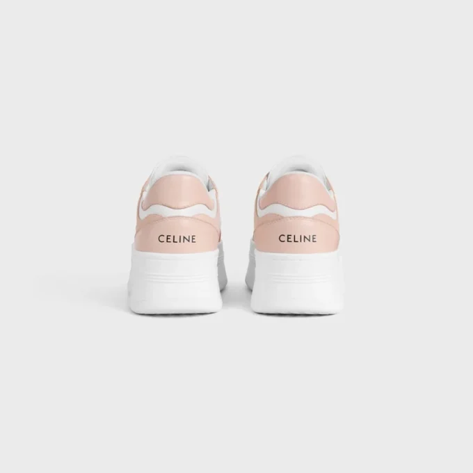 Sneaker met blokhak van kalfsleer en suède kalfsleer