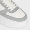 Sneaker met blokhak van kalfsleer en suède kalfsleer