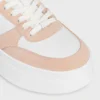Sneaker met blokhak van kalfsleer en suède kalfsleer