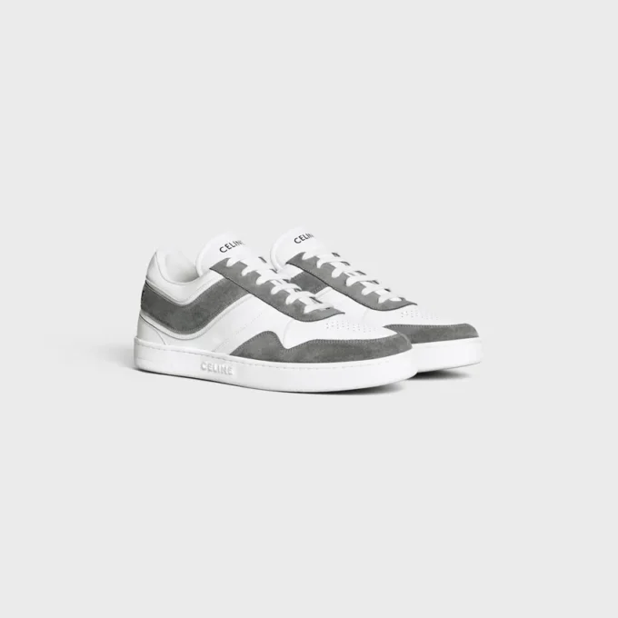 Sneaker Trainer van suède kalfsleer en kalfsleer