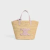 Soepele CELINE Classic Panier voor tieners van raffia en kalfsleer