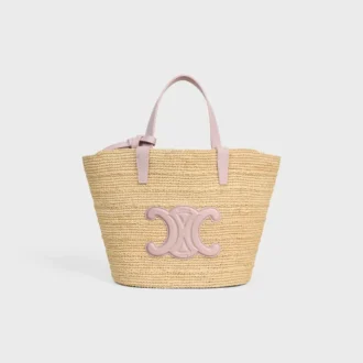 Soepele CELINE Classic Panier voor tieners van raffia en kalfsleer