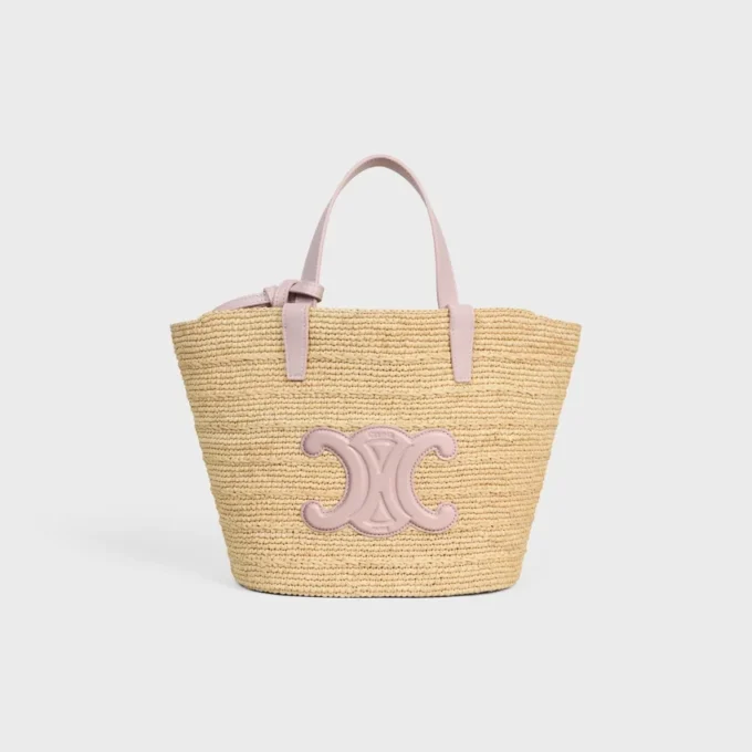 Soepele CELINE Classic Panier voor tieners van raffia en kalfsleer