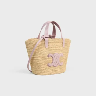Soepele CELINE Classic Panier voor tieners van raffia en kalfsleer