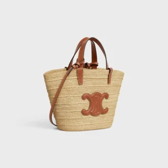 Soepele CELINE Classic Panier voor tieners van raffia en kalfsleer