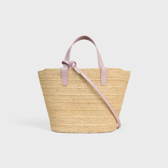 Soepele CELINE Classic Panier voor tieners van raffia en kalfsleer