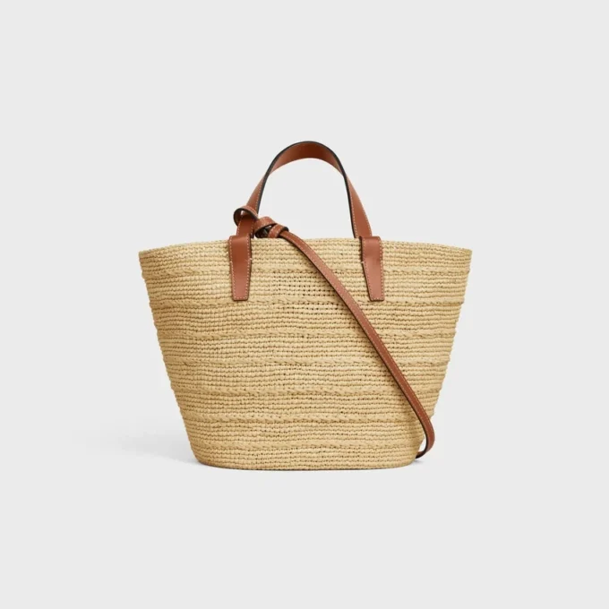 Soepele CELINE Classic Panier voor tieners van raffia en kalfsleer