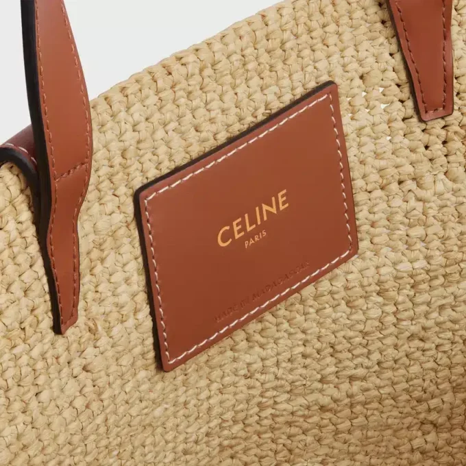 Soepele CELINE Classic Panier voor tieners van raffia en kalfsleer