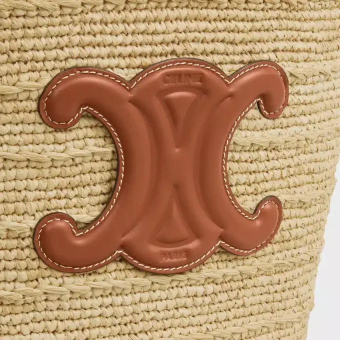 Soepele CELINE Classic Panier voor tieners van raffia en kalfsleer
