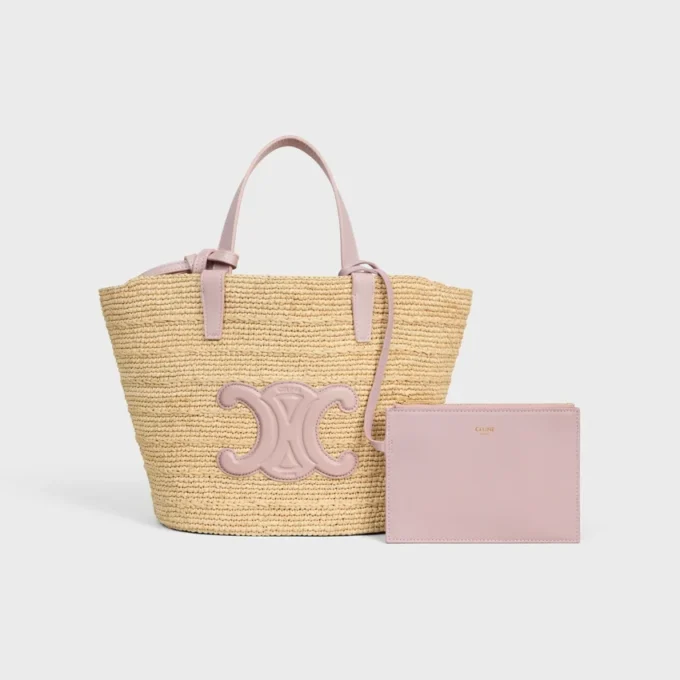 Soepele CELINE Classic Panier voor tieners van raffia en kalfsleer