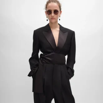Spencer-smokingjasje van wollen gabardine
