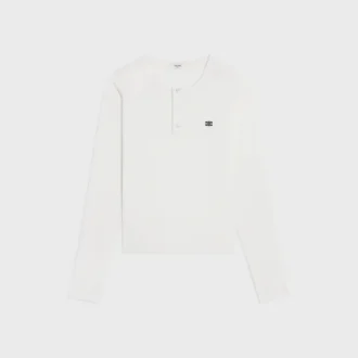 T-shirt met lange mouwen van geribd katoen