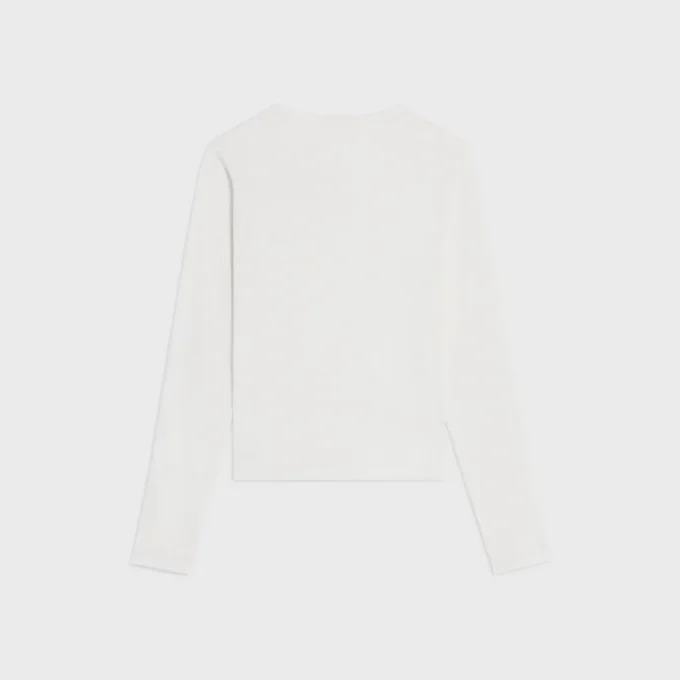 T-shirt met lange mouwen van geribd katoen