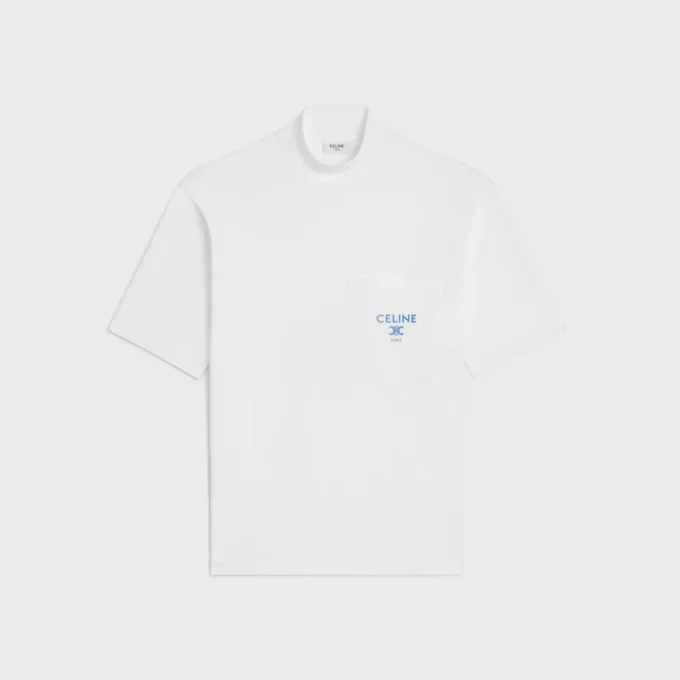 T-shirt met opstaande kraag van katoenen jersey