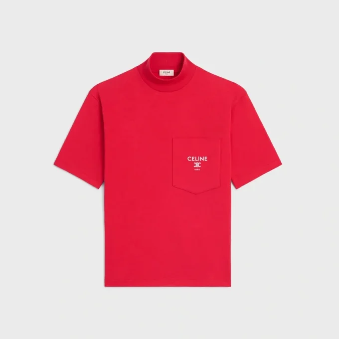 T-shirt met opstaande kraag van katoenen jersey
