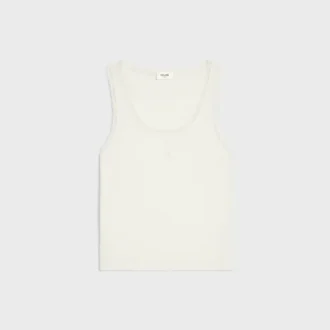 Tanktop van geribd katoen en zijde