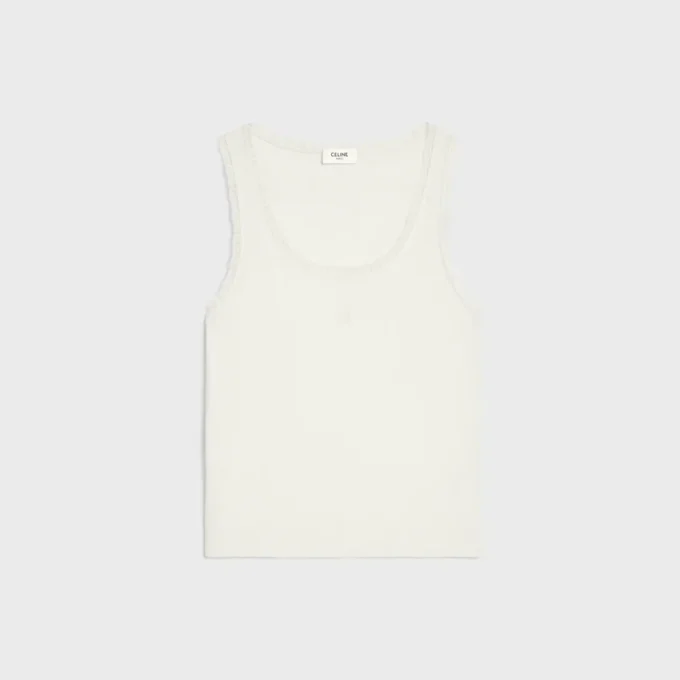 Tanktop van geribd katoen en zijde