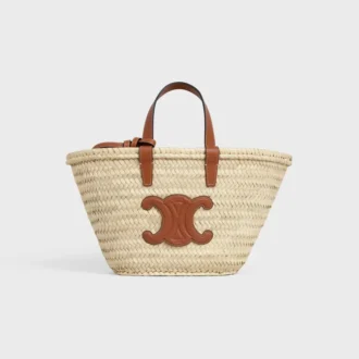 Teen CELINE Classic Panier in palmbladeren en kalfsleer