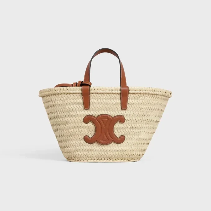 Teen CELINE Classic Panier in palmbladeren en kalfsleer
