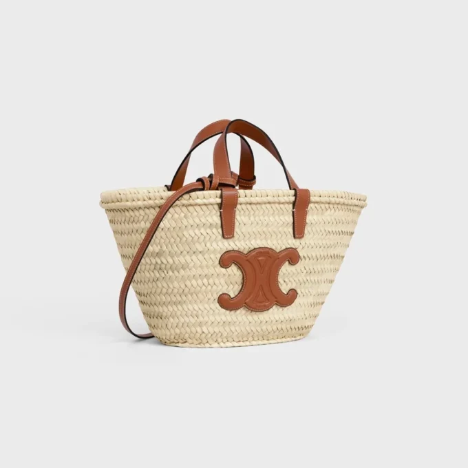 Teen CELINE Classic Panier in palmbladeren en kalfsleer