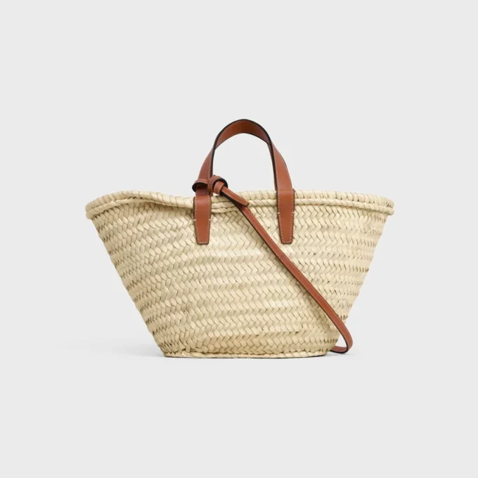 Teen CELINE Classic Panier in palmbladeren en kalfsleer