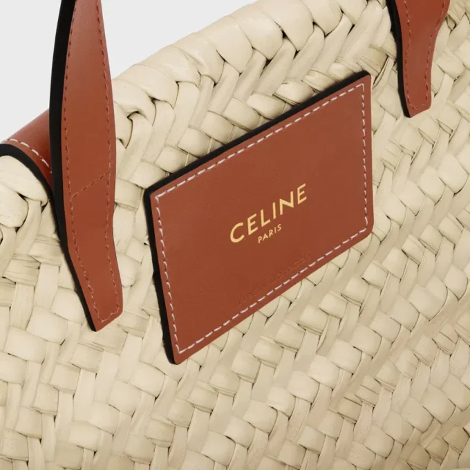 Teen CELINE Classic Panier in palmbladeren en kalfsleer