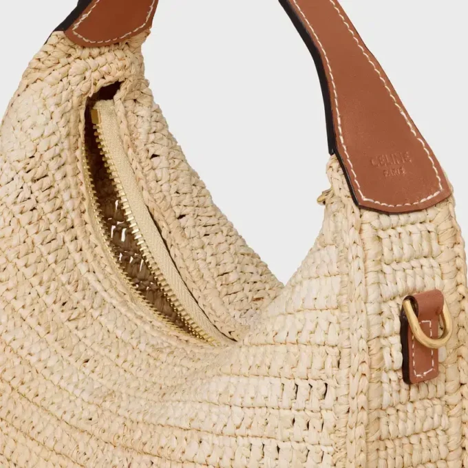 Teen Celine Lulu van raffia en natuurlijk kalfsleer