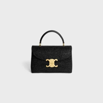 Teen Nino-tas van raffia en kalfsleer