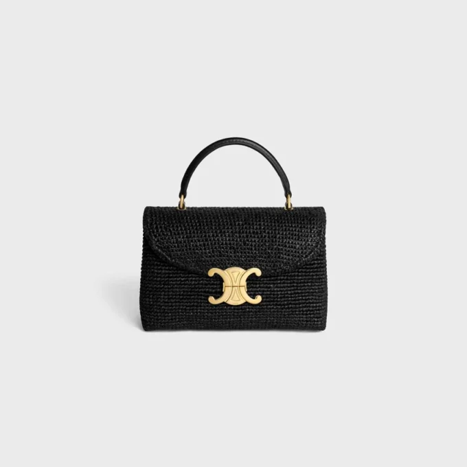 Teen Nino-tas van raffia en kalfsleer