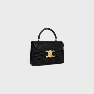 Teen Nino-tas van raffia en kalfsleer