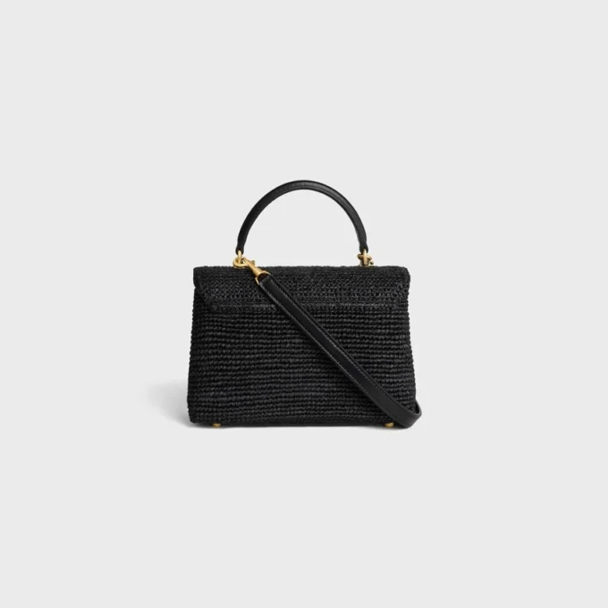 Teen Nino-tas van raffia en kalfsleer