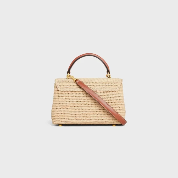 Teen Nino-tas van raffia en kalfsleer