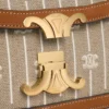 Teen Triomphe-tas van textiel met Triomphe-motief en kalfsleer