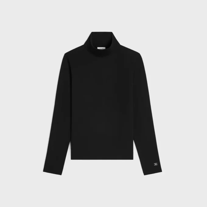 Top met hoge hals van sportief katoenjersey