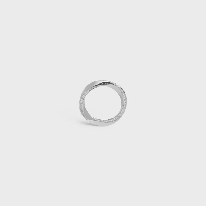Torsion-ring in witgoud en diamanten