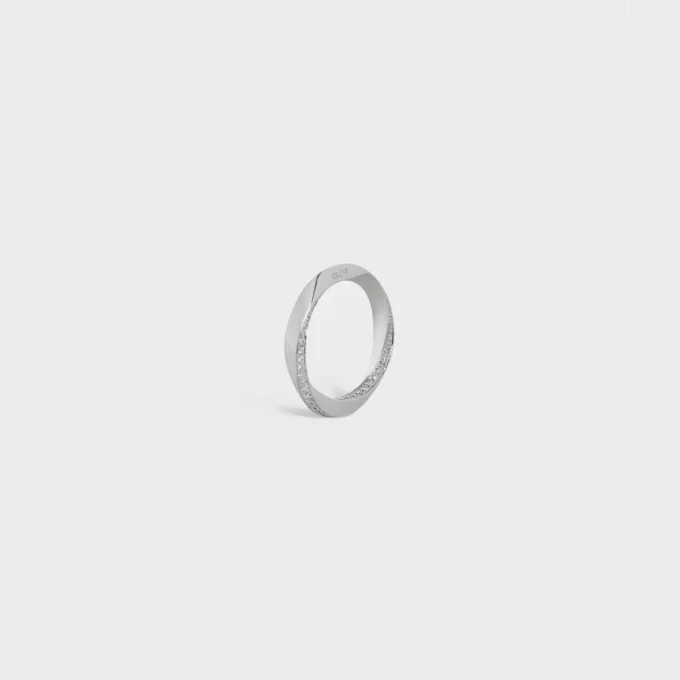 Torsion-ring in witgoud en diamanten