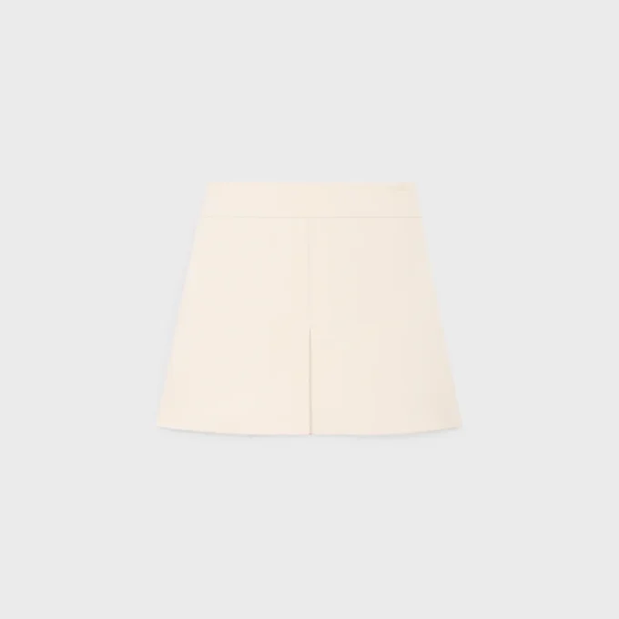 Trapeze-minirok van wol-zijde gabardine