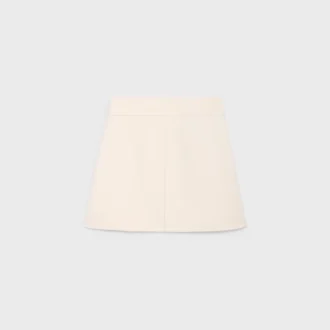 Trapeze-minirok van wol-zijde gabardine