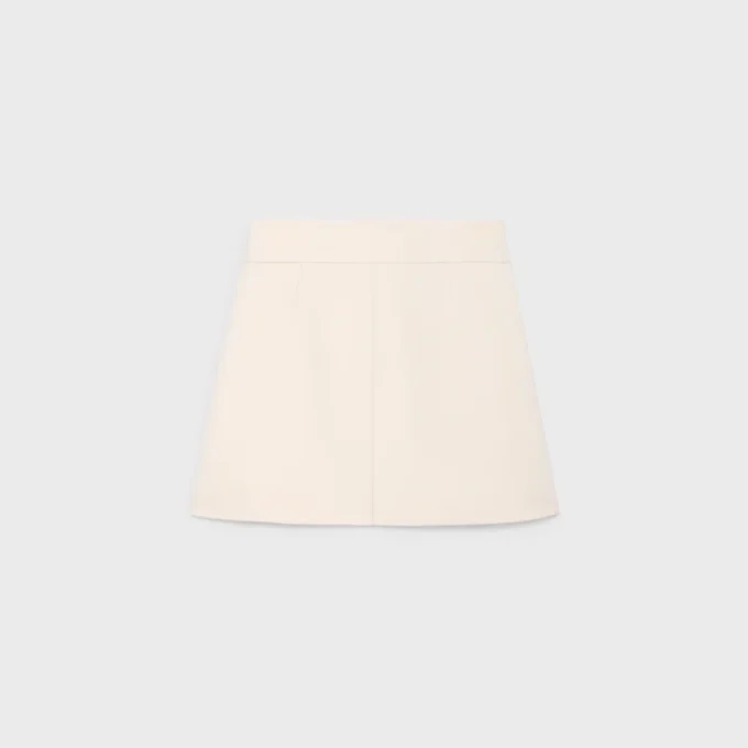 Trapeze-minirok van wol-zijde gabardine