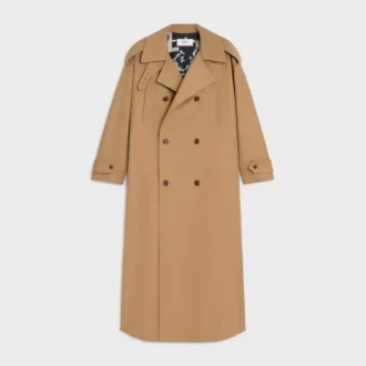 Trenchcoat van katoen en wolgabardine
