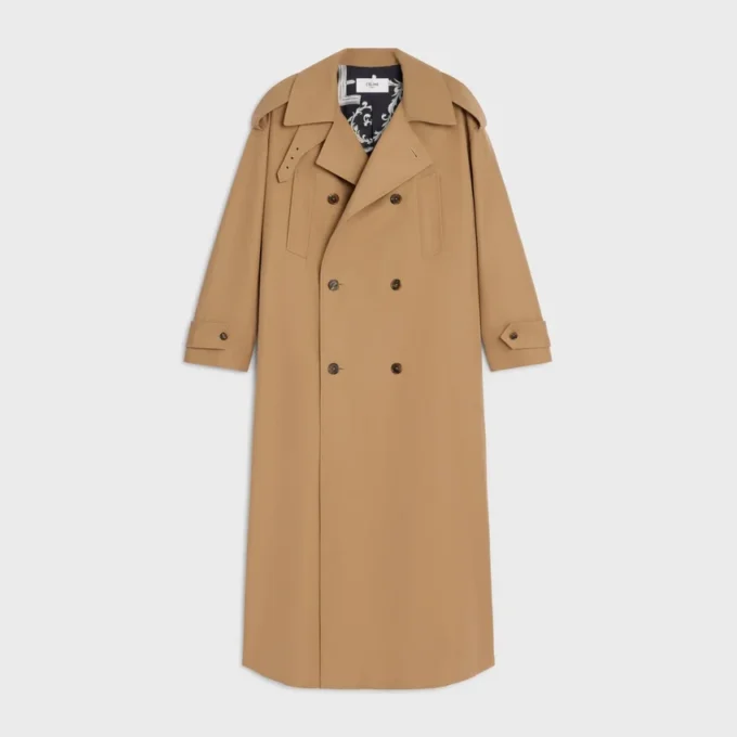 Trenchcoat van katoen en wolgabardine